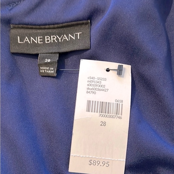 NWT Lane Bryant 28 Plus V-neck, Navy Blue Flowered Dress - Picture 7 of 10